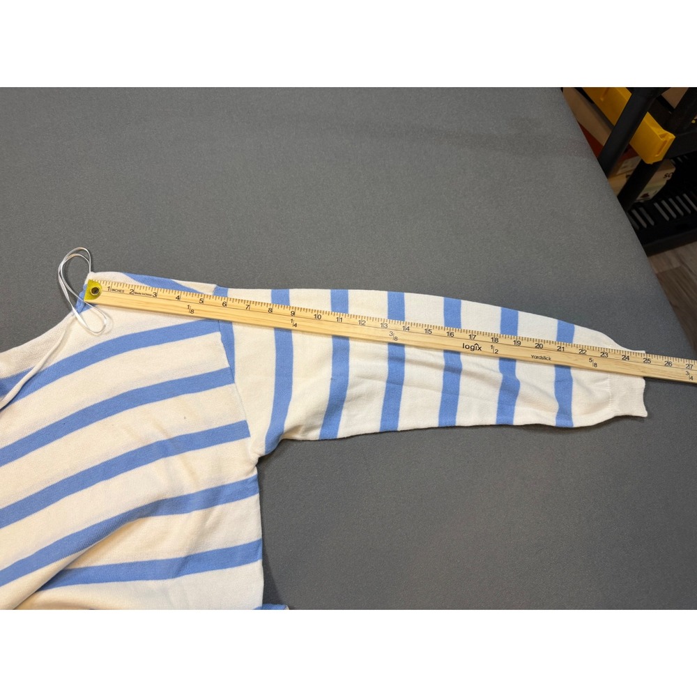 Aeropostale Women's Blue White Striped Off The Shoulder Cotton Sweater M NWT - Picture 9 of 10